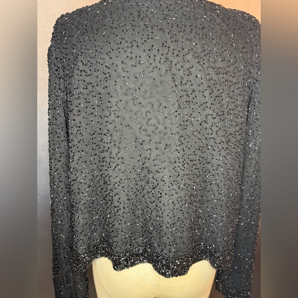 Vintage Sténay 100% Silk Beaded Jacket/Cardigan - Picture 6 of 13
